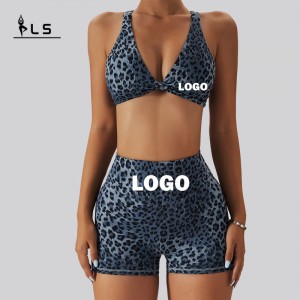 SC1066 Kvinnor Yoga Set Leopard Print Sport BH och Sport Shorts Runit Yoga Set Fitness Woman 2024