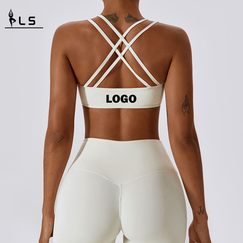 SC10137 Anpassad logotyp Kvinnor Workout Sports Bh Wholesale Yoga Crop Compression Snabbt torr vadderad sexig gymsportbh