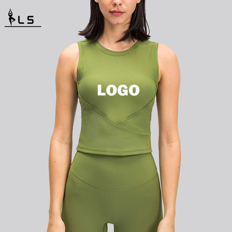 SC10254 Vest Sportswear Workout Yoga Tank Top for Woman Ribbed Padded Yoga Tank Top Bra