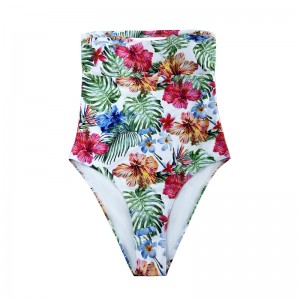 Sexig axelbandslös tryck etnisk i ett stycke